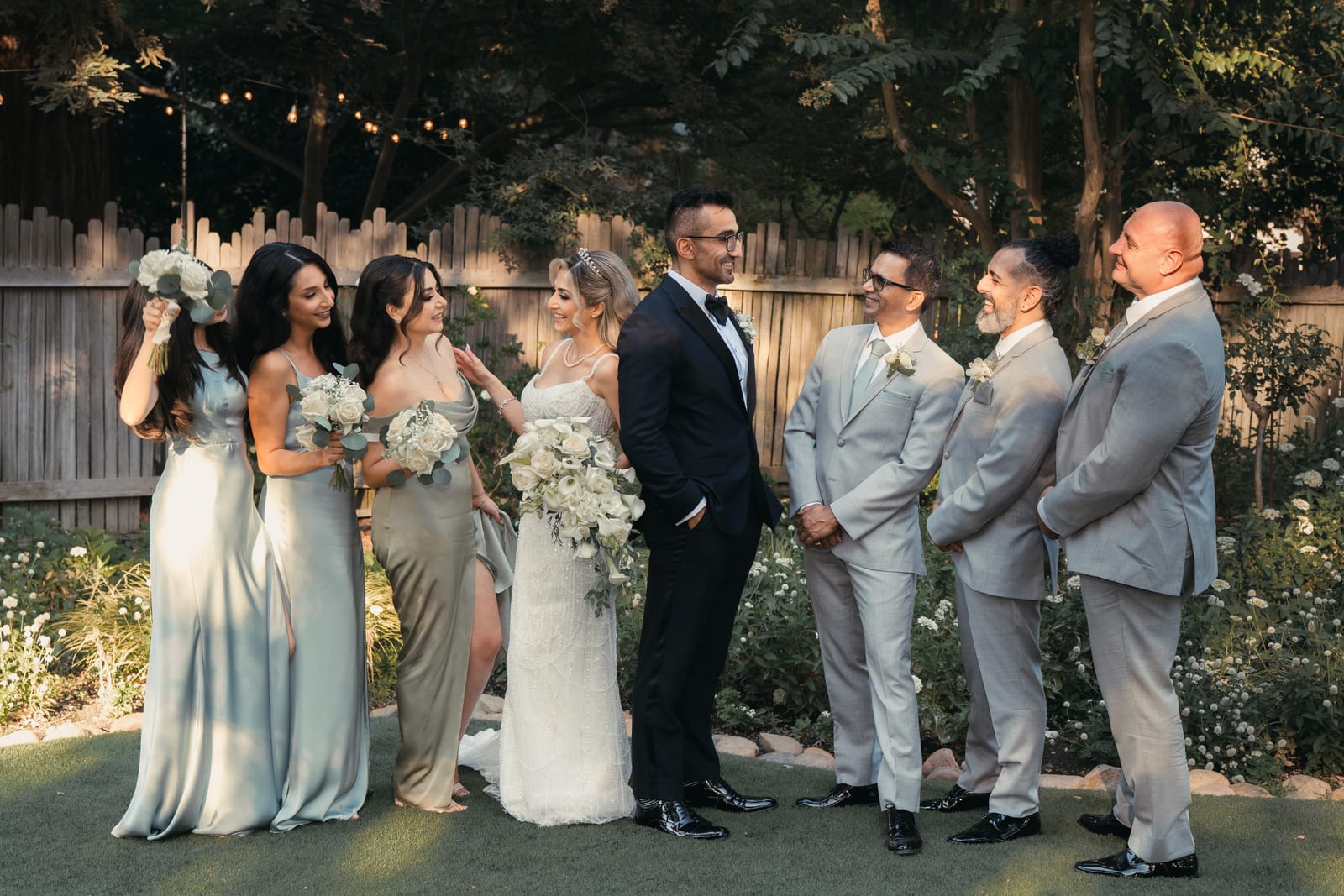 Bride and groom portrait in soft natural light